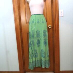 NWT Soft Surroundings Green Chiffon Lined Maxi Skirt Boho Sequins Size Medium